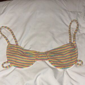 Frankies Bikinis Striped Bikini Top